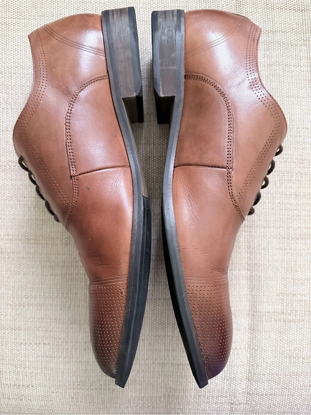 Kenneth Cole Reaction Brown Leather Oxford Dress Shoes perforated Toe cap Size11